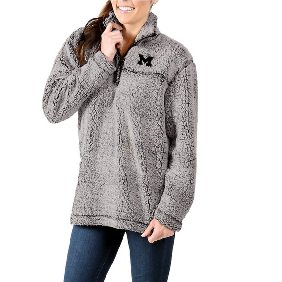 boxercraft Tops - Michigan Wolverines Women's Sherpa Super Soft QuarterZip Pullover Jacket size xl